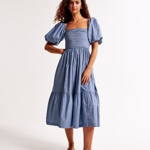 The A&F Emerson Poplin Puff Sleeve Midi Dress